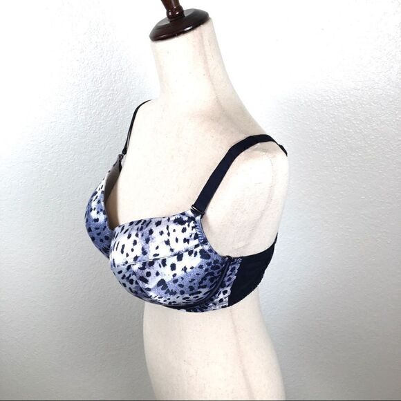 Cacique navy leopard print push-up bra 40D - Picture 2 of 6